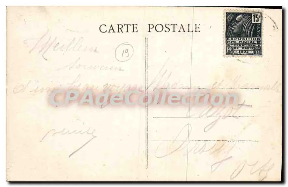 Argentat — Rechte Seite der Dordogne — Kirche und altes Viertel — Foto. Courrèges - Rückseite