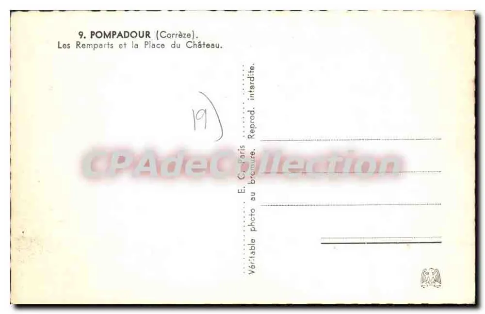 Pompadour (Corrèze) — Les Remparts et la Place du Château — E.C. Paris - Rückseite