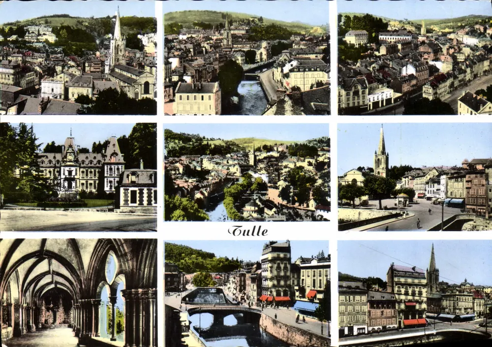 Tulle — vue générale, pont, église, préfecture — REAL-PHOTO - Recto