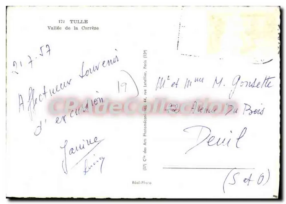 Tulle — Vale da Corrèze — Réal-Photo - Verso
