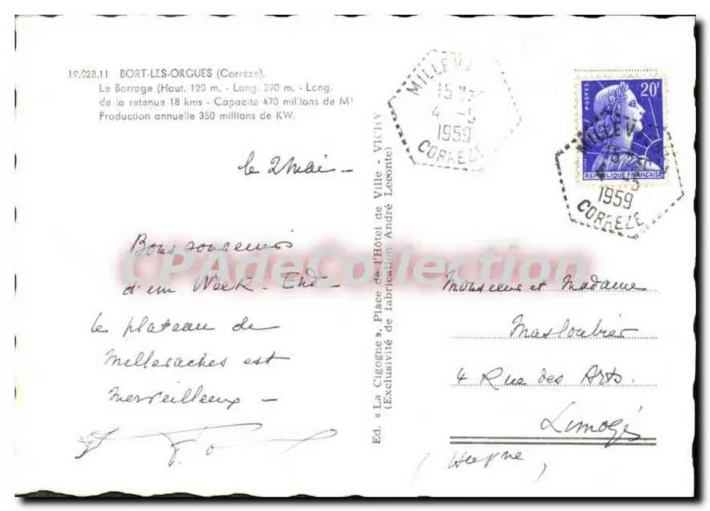 ला सिगोइन के बांध — कॉर्रेज़ — एडी. ला सिगोइन, होटल डे विल के प्लेस - विची - पीछे