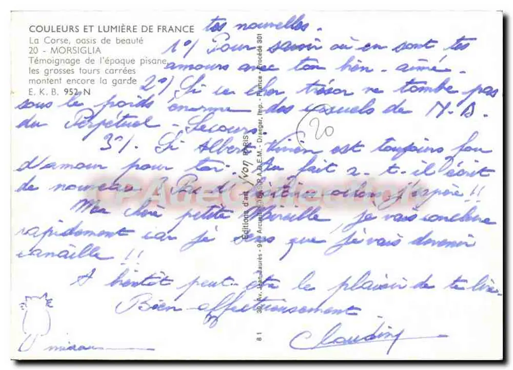 Morsiglia — Testimonianza dell'epoca pisana — Edizioni d'arte Arcadjaurs, Parigi - Verso