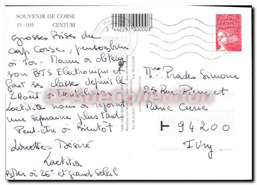 Porto de Centuri — Corse — Souvenir de Corse 15-035 - Verso