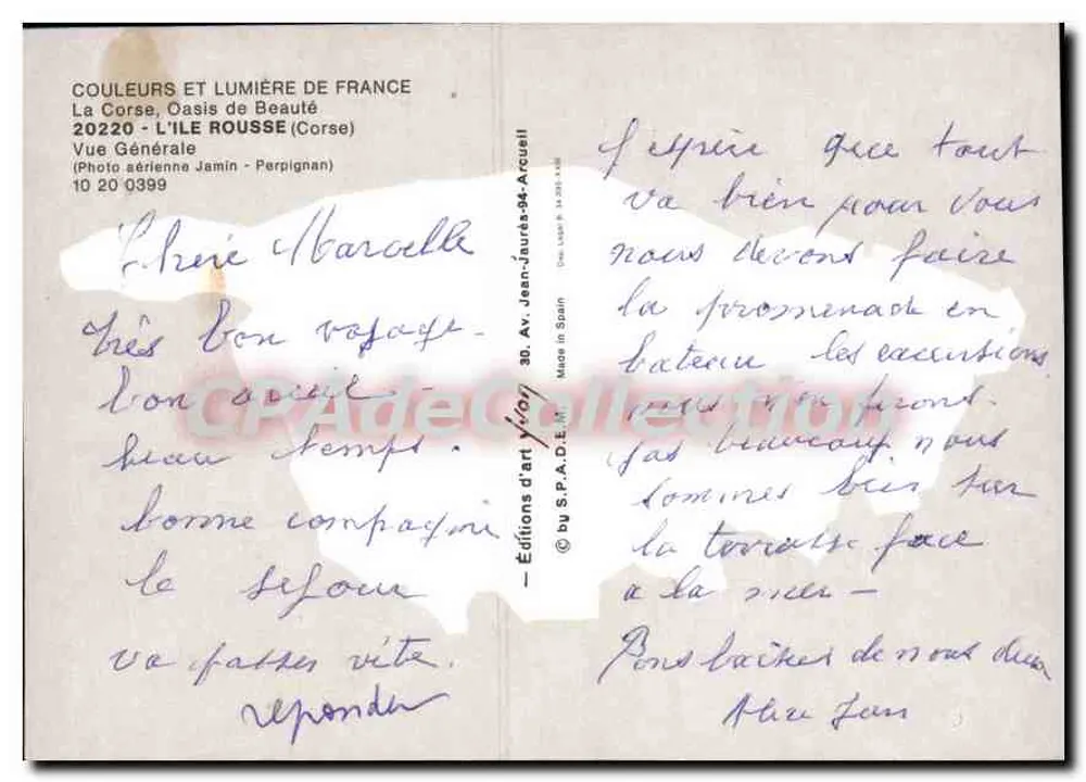 L'Île Rousse — Luftbild — Éditions d'art d'Arcueil - Rückseite