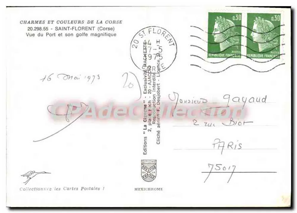 Saint-Florent — Blick auf den Hafen und sein prächtiges Golf — Editions 'La Citroën' n°20.298.55 - Rückseite