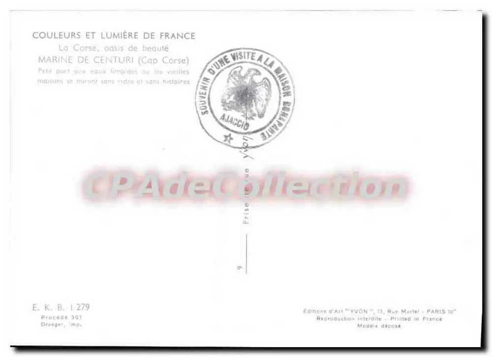 Marine de Centuri — Cabo da Corse — Edições d'Art YVON - Verso
