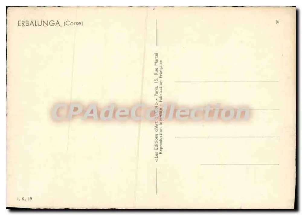 Erbalunga (Córsega) — vista da costa — Les Éditions d'Art Martel, Paris - Verso