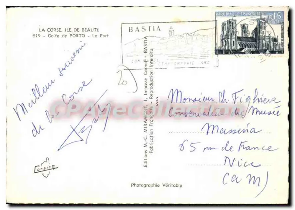Ansicht von Porto - Bastia — Éditions M.-C. Mirawont, Bastia - Rückseite