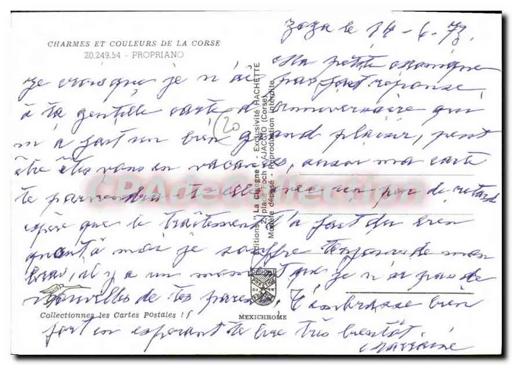 प्रोप्रियानो — कॉर्सिका — एडिटर आईआरआईएस, श्रृंखला संख्या 20.249.54 - पीछे