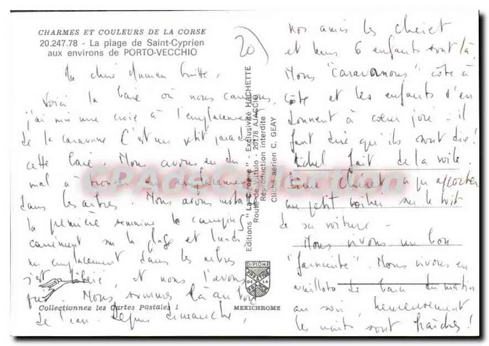Strand von Saint-Cyprien — in der Nähe von Porto-Vecchio — Éditions Diplomane Hachette - Rückseite
