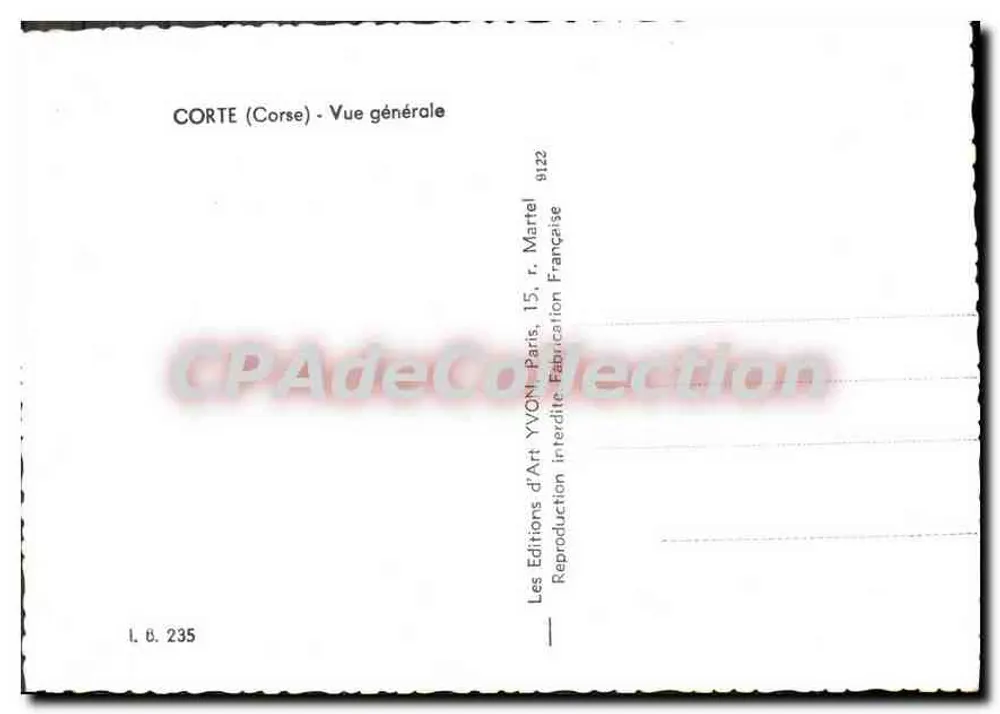 Corte (Corse) — Vue générale — Éditions d'Art YVON, Paris - Rewers