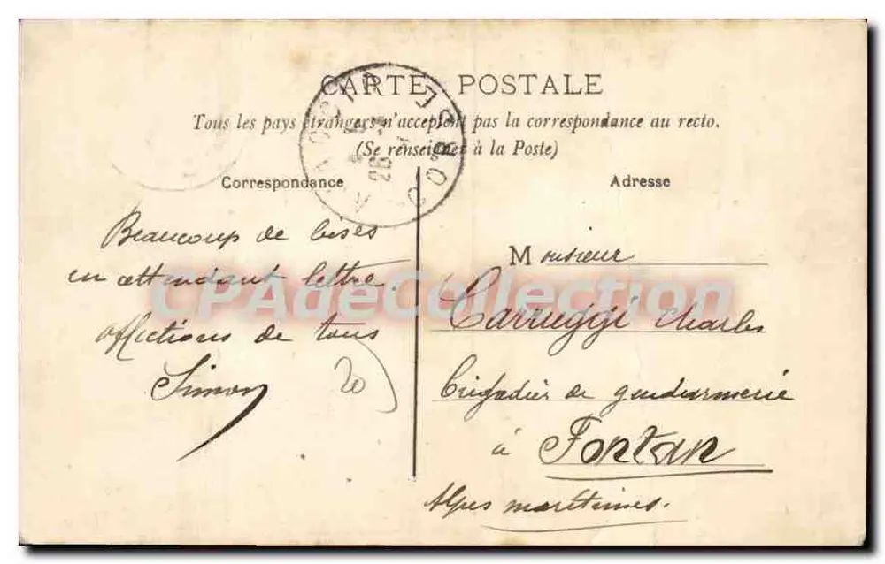 O Portuário de AJACCIO (Córsega) — vista do porto com barcos — A. Guittard, editor, Ajaccio, n° 518 - Verso
