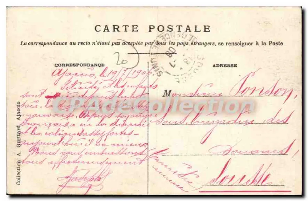 Ajaccio — Avenue du 1er Consul — editor Vaz & Cau, n°1 - Verso