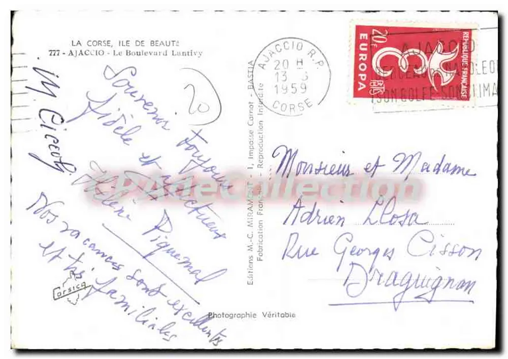 Ajaccio - O Boulevard Lantivy — A Corse, ilha de beleza — Edições M.-C. Miramont - Verso