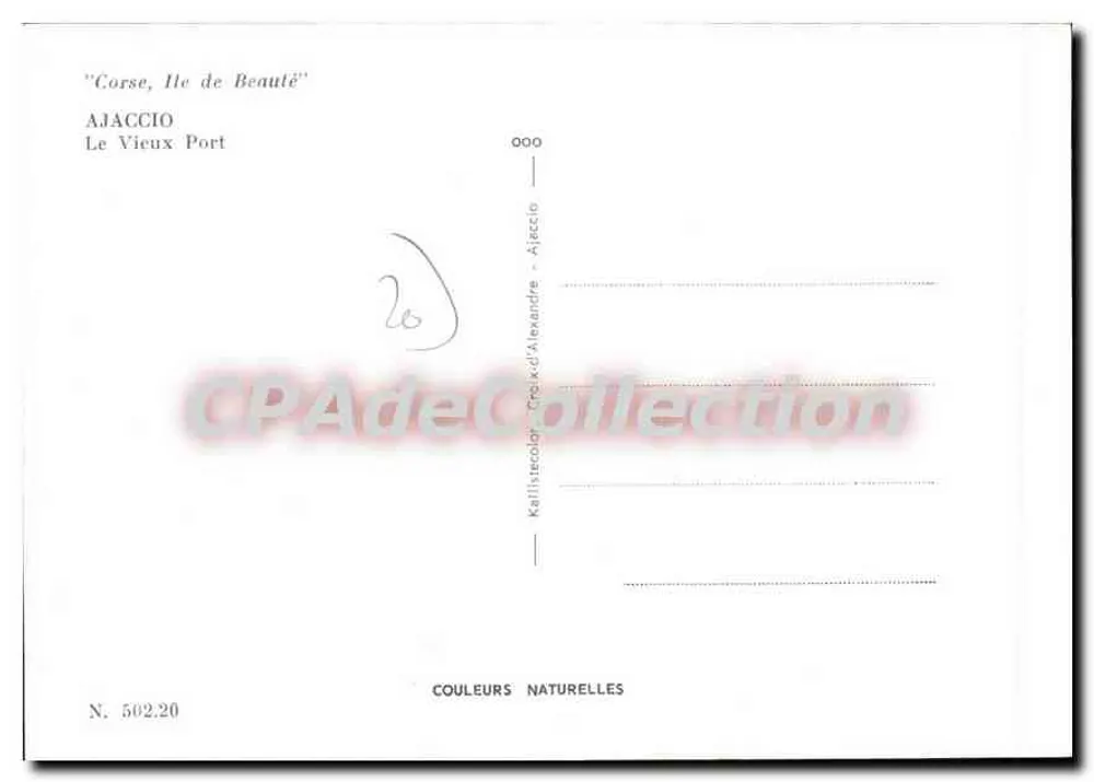Ajaccio — O Velho Portinho — Kallistecolor, N. 502.20 - Verso
