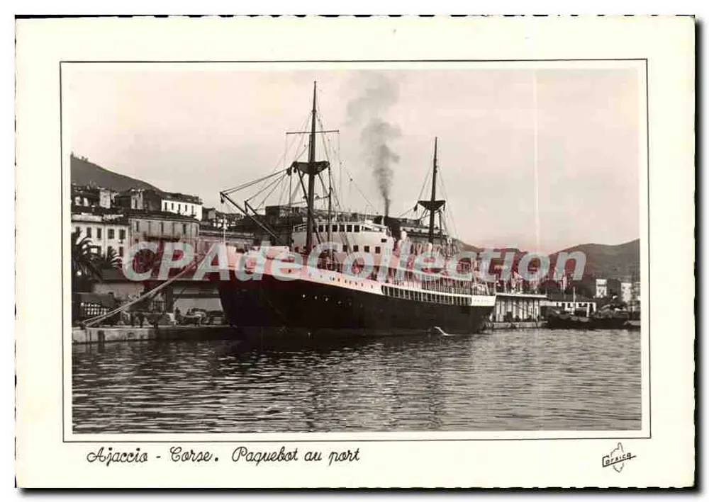 Ajaccio - Córsega. Navio no porto — Edições M.C. Miramont, Bastia - Frente