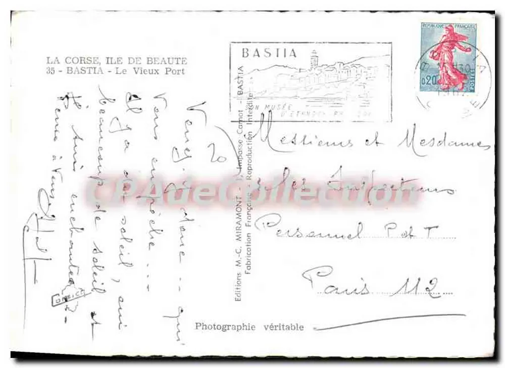 Bastia - O Velho Portos — A Corse, ilha de beleza — Éditions M.-C. Miramont - Verso