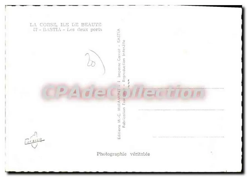 Bastia — Os dois portos — Edições M.-C. Mirament, Bastia - Verso