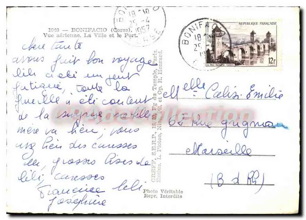 Bonifacio (Korsika) — Luftaufnahme. Die Stadt und der Hafen — Authentische Fotografie. Reproduktion verboten - Rückseite