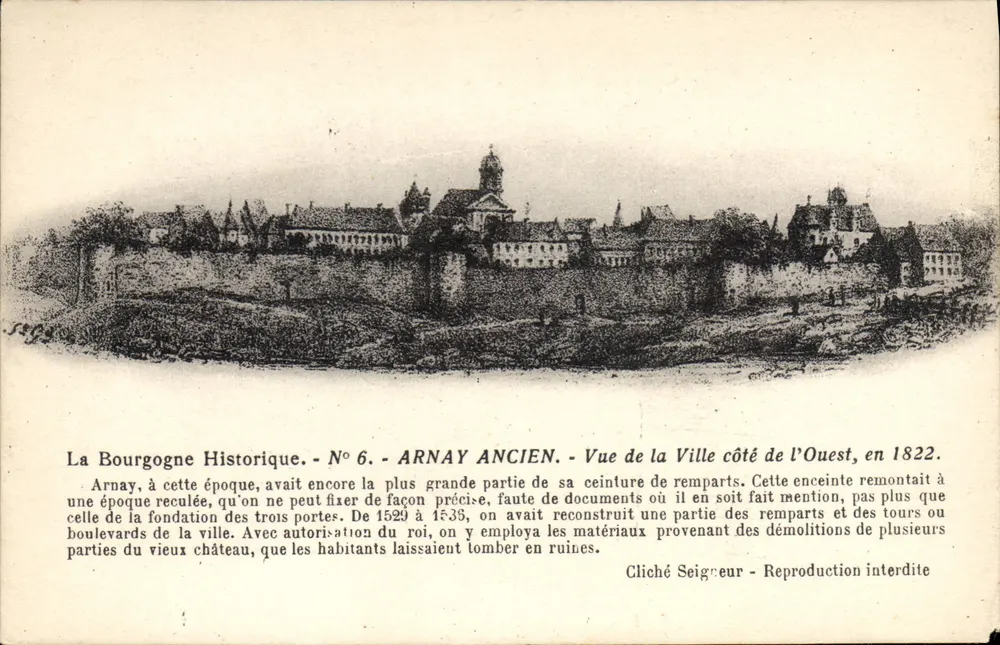 Arnay Ancien — Ansicht der Stadt von der Westseite, 1822 — Cliché Seigreur, N° 6 - Vorderseite