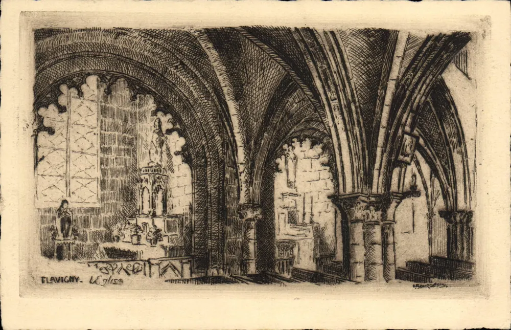 Flavigny — Igreja — gravura de E. Roux - Frente