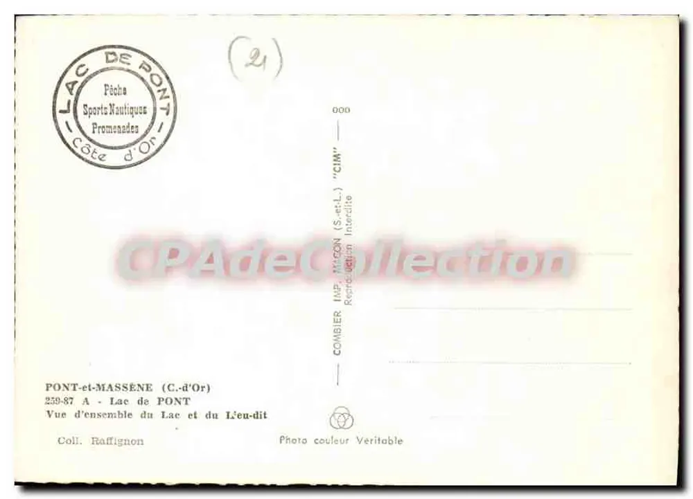 See von Pont — Übersicht des Sees und der Insel — Imprimerie Maccon (S.A.L.) - Rückseite
