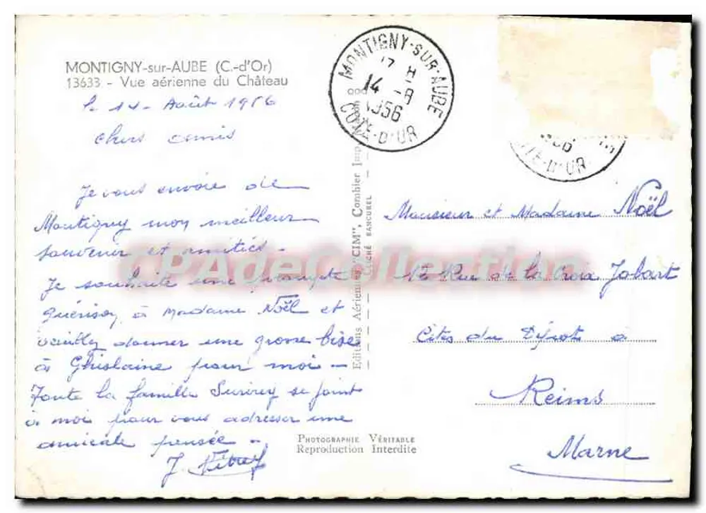 Montigny-sur-Aube — Luftbild des Schlosses — Aériennes CIM, Combier Editions - Rückseite