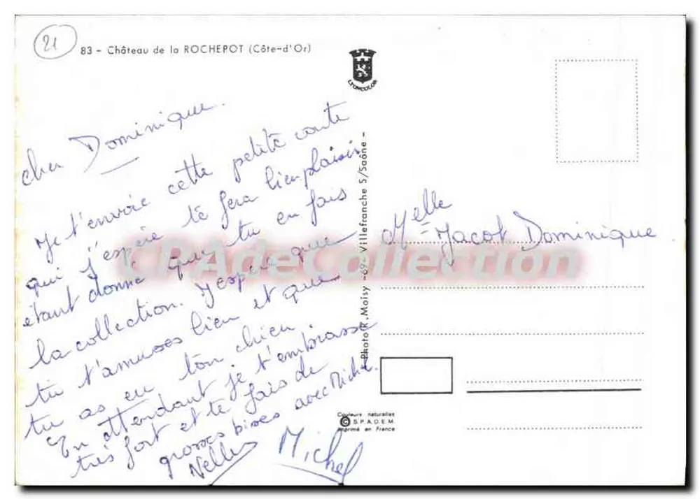 Castelo de Rochepot — Côte-d'Or — Editor J. Moisy - Verso