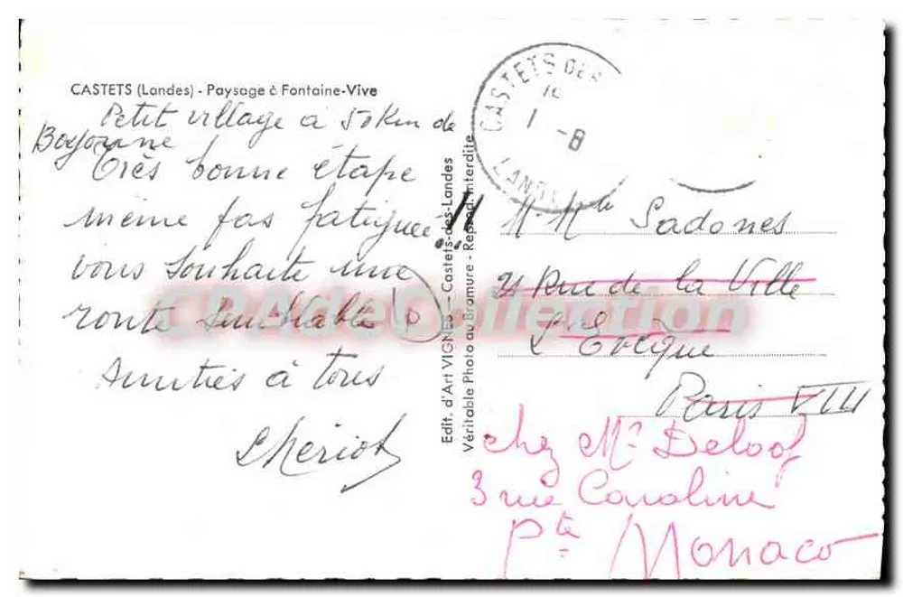Castets (Landes) - Ansicht von Fontaine-Vive — Verlag VIGNET - Verbotene Republik - Rückseite