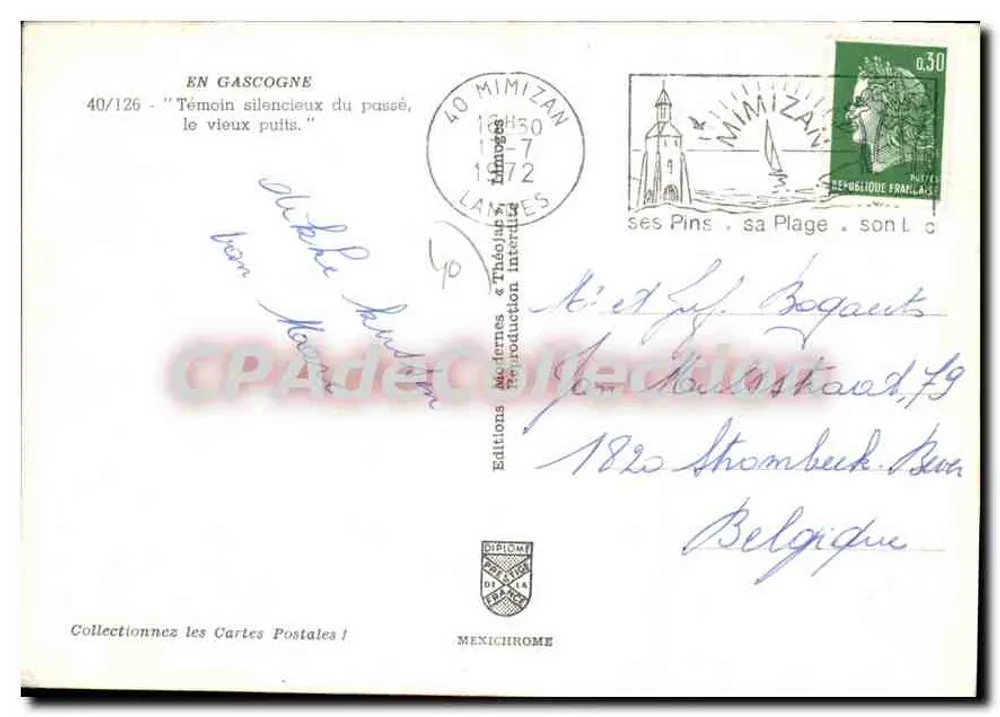Brunnen in Mimizan — Verlag IRIS — Nr. 40/126 - Rückseite