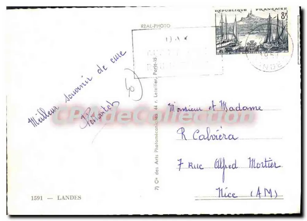 Landes 40 — Antike Ansichtskarte mit Ansicht von Mont-de-Marsan, Saint-Justin, Buglose, Dax, Hossegor, Capbreton und Umgebung von Leon — Verlag 7e C° des Arts Photomécaniques - Rückseite