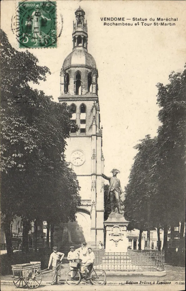 Vendôme — Estatua del Mariscal Rochambeau y Torre Saint-Martin — Edición Frileux en Vendôme - Anverso