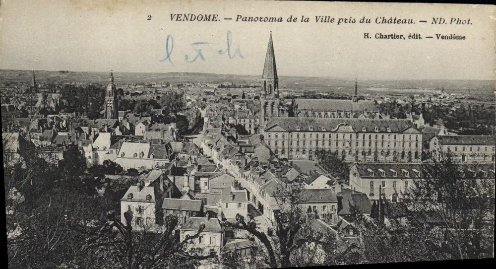 Vendôme — Panorama der Stadt vom Schloss aus — H. Chartier, Verlag — Vendôme - Vorderseite