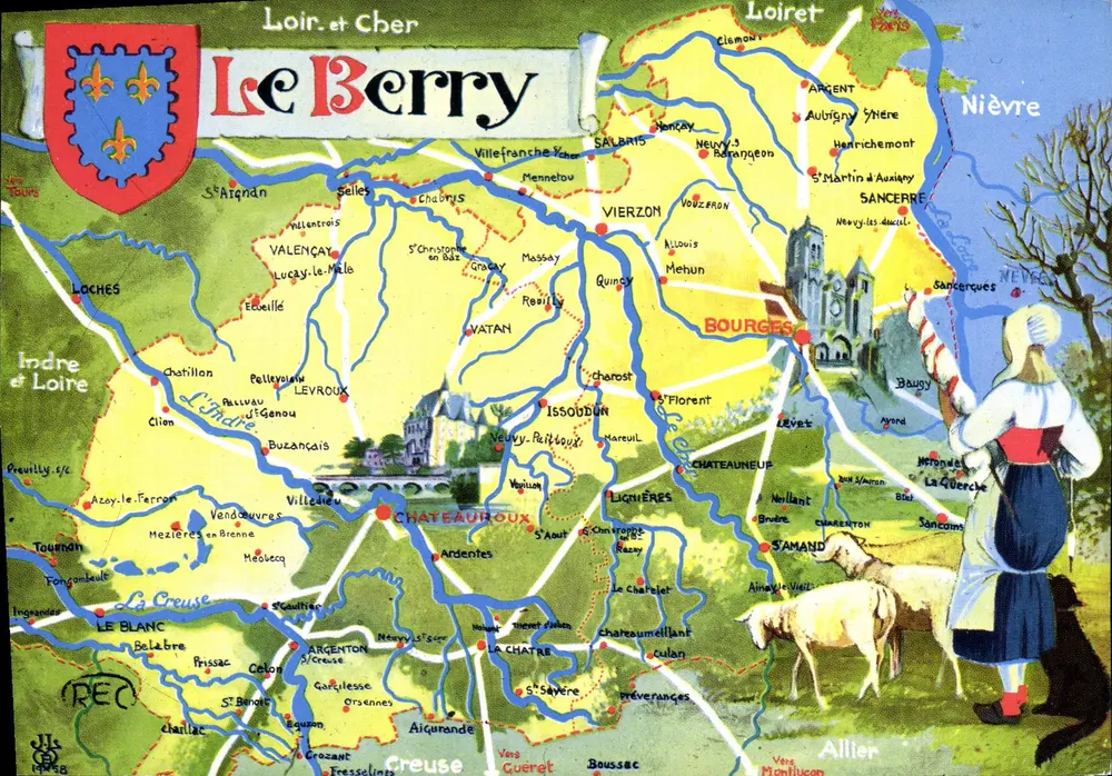 Das Berry — illustrierte Postkarte — Verleger Mr. ROUSSEL, Châteauroux - Vorderseite
