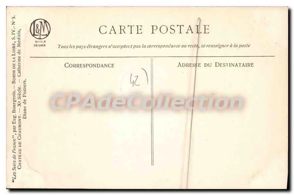Chaumont — O Castelo — Editor: Maison Déroché, Série IV, N°5 - Verso