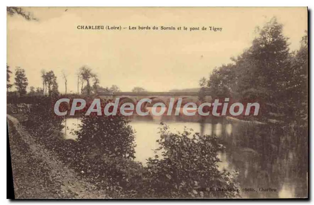 Charlieu (Loire) — Ufer des Sornin und Brücke von Tigny — S. Dagnaud, phot. Charlieu - Vorderseite