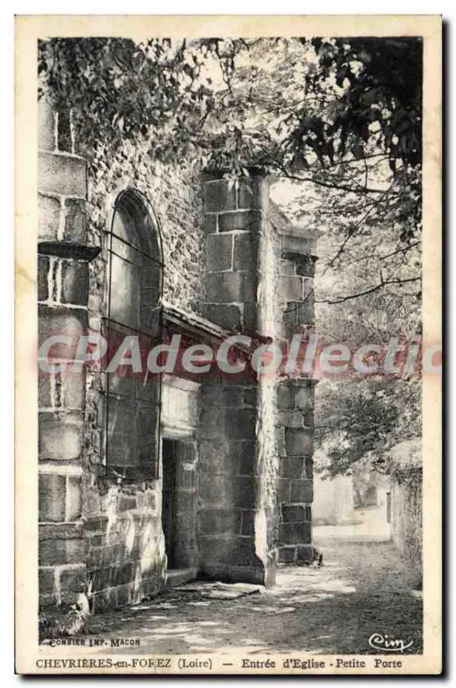 Chevrières-en-Forez (Loire) — Eingang zur Kirche — Kleine Tür — Combière Imp. Macon - Vorderseite