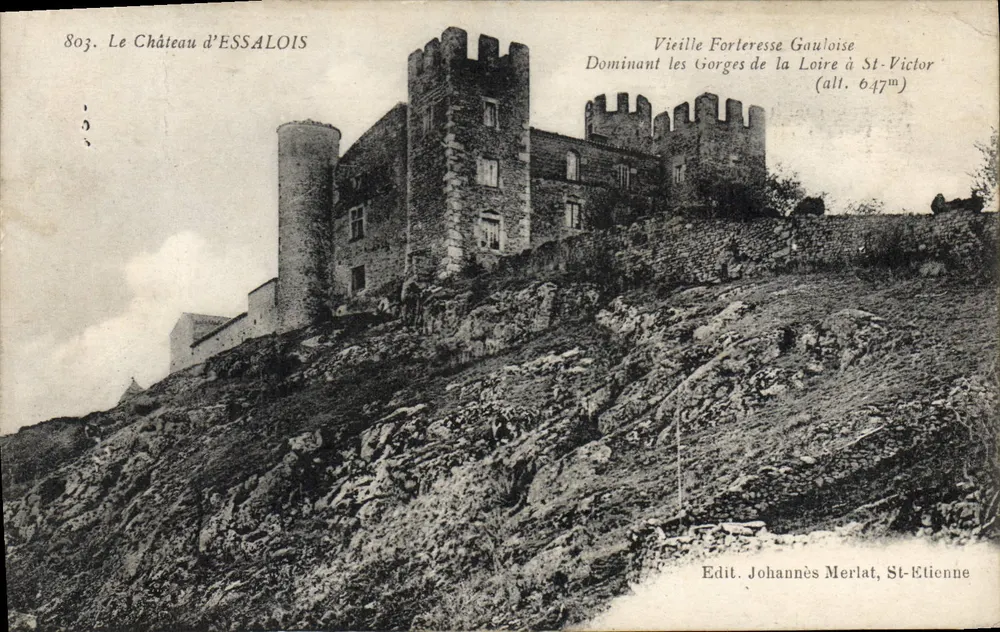 O Castelo de Essalois — Velha Fortaleza Gália dominando as Gorges da Loire em St-Victor (alt. 647m) — Edit. Johannis Merlat, St-Étienne - Frente