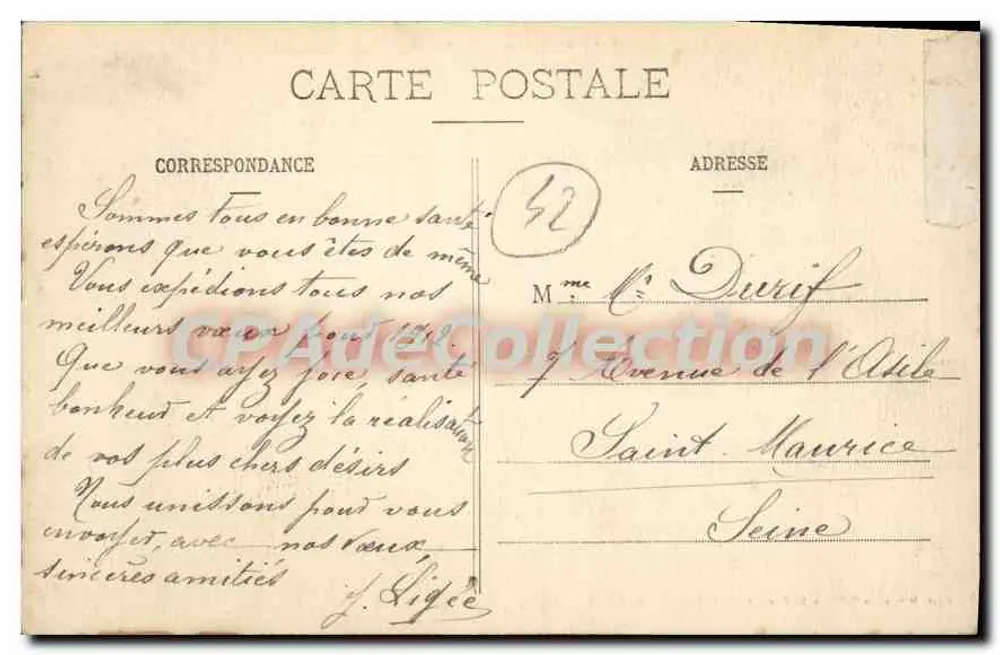 Saint-Étienne - Praça Gambetta — vista panorâmica com editor 'Maison d'Art et d'Histoire' e carimbo de 10c - Verso