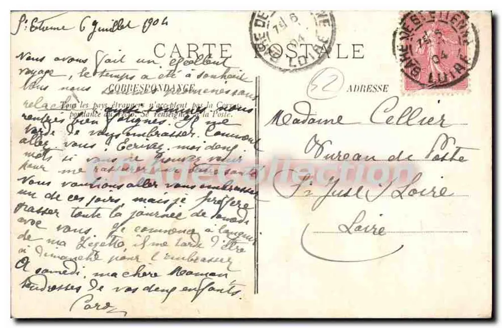 Die Ufer der Loire in Saint-Just — Umgebung von Saint-Étienne — Verlag J. V. Saint-Étienne - Rückseite