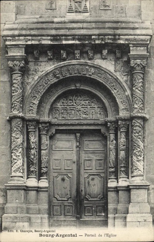 Bourg-Argental — Portal der Kirche — Edit. E. Chareyre - Vorderseite
