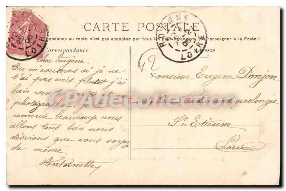Roanne (1904) — Auf den beliebten Promenaden — Der Wasserstrahl — Chambosse-Dolfini, phot.-edit. Roanne - Rückseite