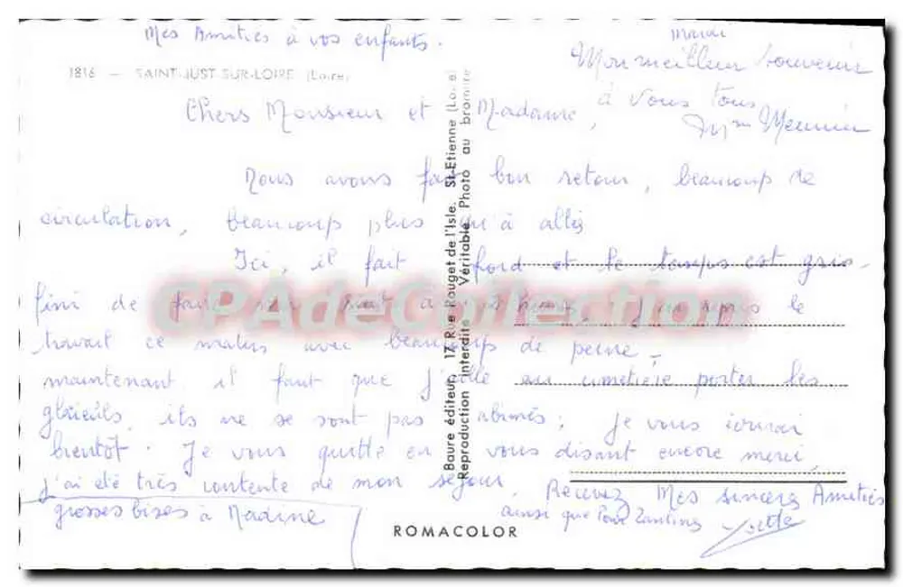 सेंट-जस्ट-सर-लूअर — स्मृति के — सामान्य दृश्य, केंद्र, सार्वजनिक बगीचा, जूट्स, लूअर — प्रकाशक रोमाकलर, संख्या 1816 - पीछे