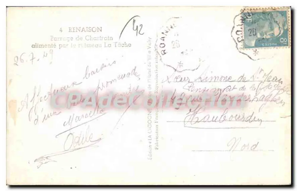 Barragem de Chartrain — alimentada pelo riacho La Tâche — Edição La Cigogne - Verso