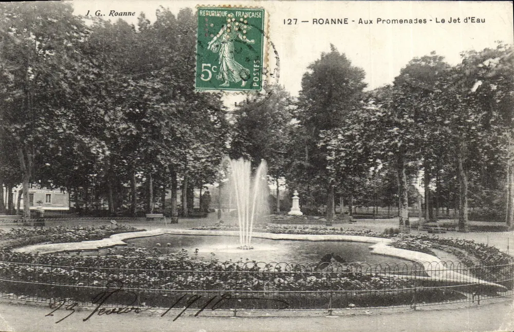 Roanne — Auf den Promenaden — Der Wasserstrahl — J.G. Roanne, n°127 - Vorderseite