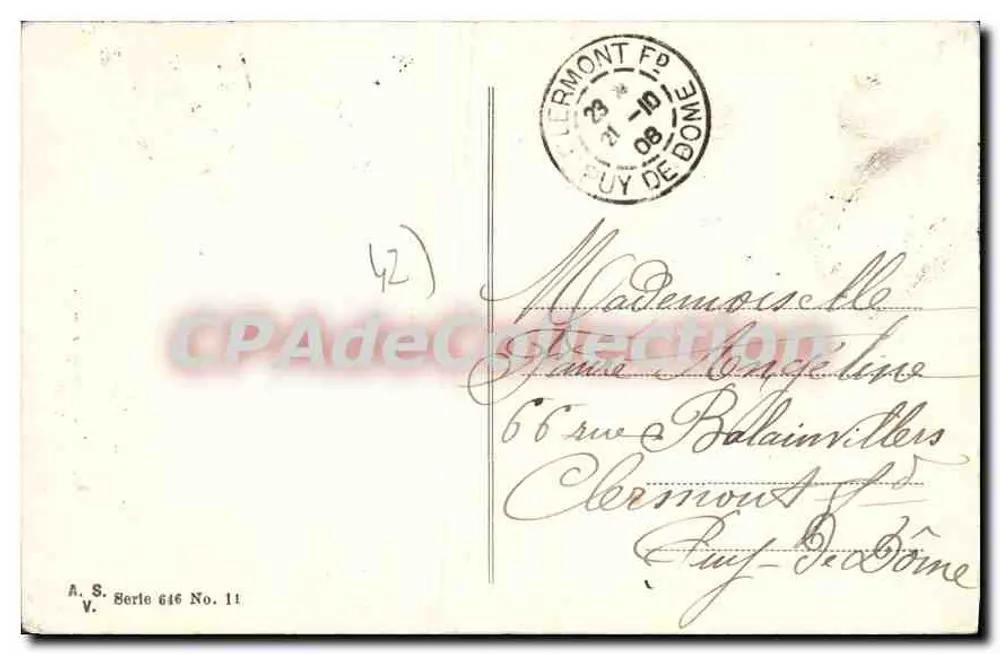 Arranjo de lilás e rosa — Lembrança de Saint-Étienne — A.S. Série 616 No. 11 - Verso