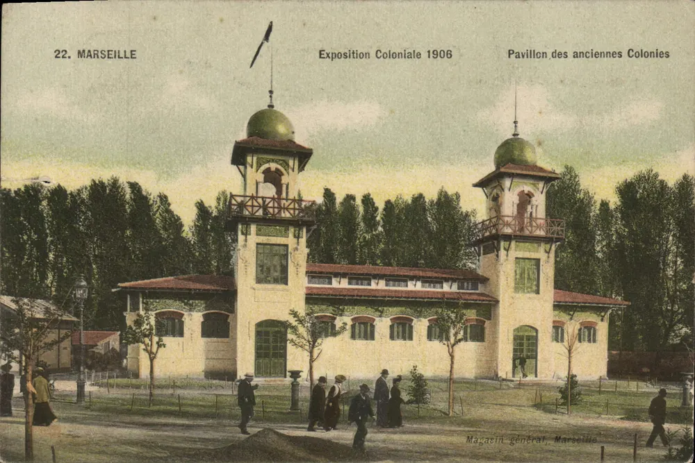 Marseille — Kolonialausstellung 1906 — Pavillon der alten Kolonien — Generalwarenhandel, Marseille - Vorderseite