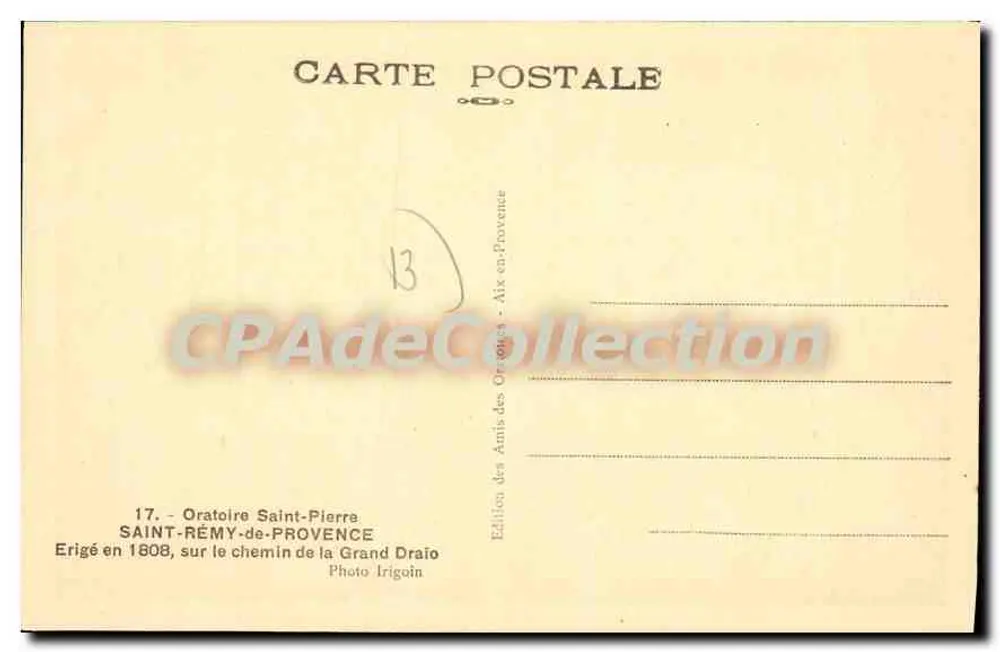 Oratorium Saint-Pierre — Errichtet 1808, am Weg des Grand Draio — Edition der Freunde des Oratoriums, Aix-en-Provence - Rückseite
