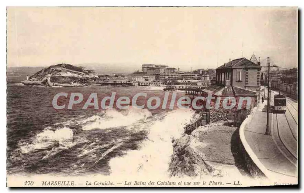 Marseille — Die Corniche — Die Bäder der Catalans und Blick auf den Pharo — LL. — Nr. 470 - Vorderseite