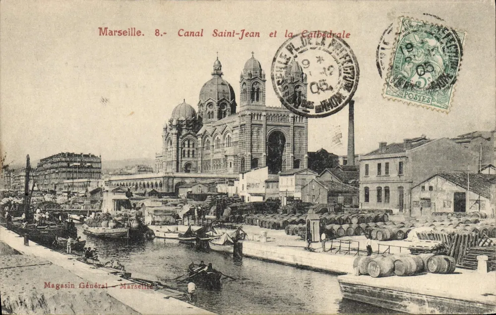 Marseille. 8.- Ansicht des Saint-Jean-Kanals und der Kathedrale — Generalwarenhandel - Marseille - Vorderseite
